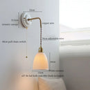 GobekUsa Copper Ceramic LED Wall Light with Pull Chain Switch for Living Room Decor.