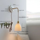 GobekUsa Copper Ceramic LED Wall Light with Pull Chain Switch for Living Room Decor.