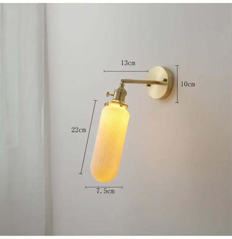 GobekUsa Copper Ceramic Wall Sconce Pull Chain LED Wall Light, photo 20 of 23