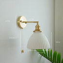GobekUsa Copper Ceramic Wall Sconce Pull Chain LED Wall Light