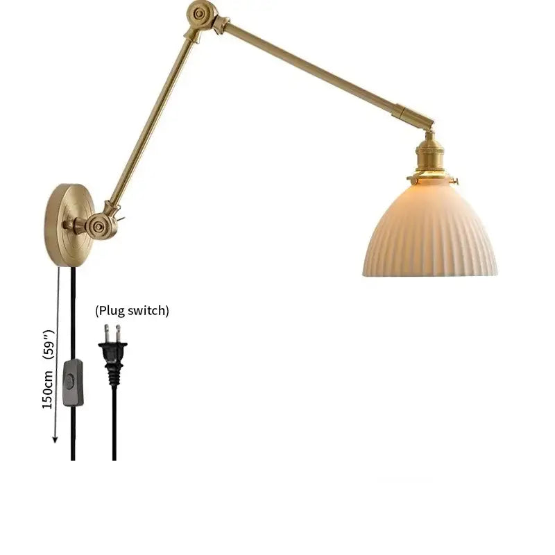 GobekUsa Copper Ceramic Wall Sconce Pull Chain LED Wall Light, photo 14 of 23
