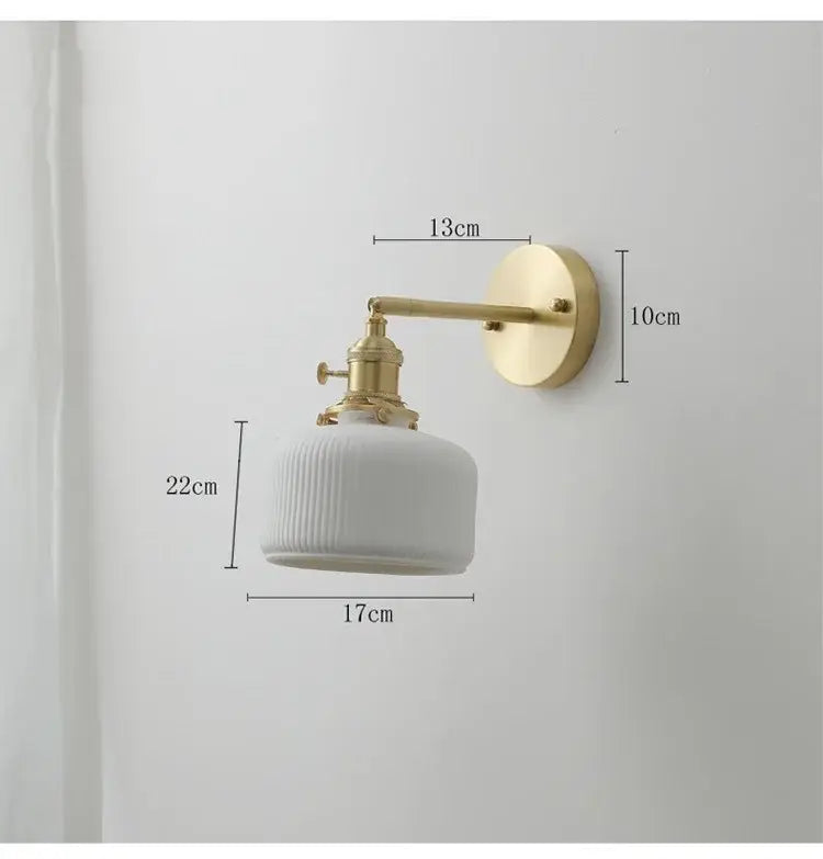 GobekUsa Copper Ceramic Wall Sconce Pull Chain LED Wall Light, photo 21 of 23