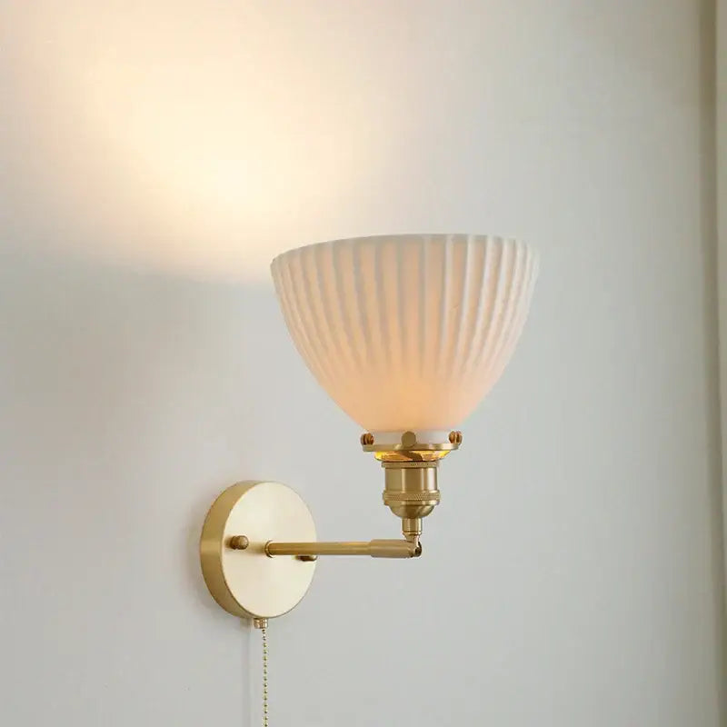 GobekUsa Copper Ceramic Wall Sconce Pull Chain LED Wall Light, photo 3 of 23