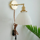 GobekUsa Copper Ceramic Wall Sconce Pull Chain LED Wall Light
