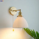 GobekUsa Copper Ceramic Wall Sconce Pull Chain LED Wall Light