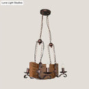 GobekUsa Copper Metal Pendant Lamp with Wood Beam - Island Lighting for Warehouse - 4 Lights