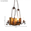 GobekUsa Copper Metal Pendant Lamp with Wood Beam - Island Lighting for Warehouse - 4 Lights