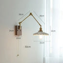 GobekUsa Copper Swing Arm Wall Lamp Sconce - LED Wall Light for Bedroom Living Room
