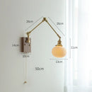 GobekUsa Copper Swing Arm Wall Lamp Sconce - LED Wall Light for Bedroom Living Room