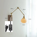 GobekUsa Copper Swing Arm Wall Lamp Sconce - LED Wall Light for Bedroom Living Room