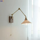 GobekUsa Copper Swing Arm Wall Lamp Sconce - LED Wall Light for Bedroom Living Room