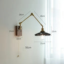 GobekUsa Copper Swing Arm Wall Lamp Sconce - LED Wall Light for Bedroom Living Room