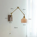 GobekUsa Copper Swing Arm Wall Lamp Sconce - LED Wall Light for Bedroom Living Room