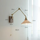 GobekUsa Copper Swing Arm Wall Lamp Sconce - LED Wall Light for Bedroom Living Room