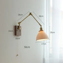 GobekUsa Copper Swing Arm Wall Lamp Sconce - LED Wall Light for Bedroom Living Room