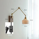 GobekUsa Copper Swing Arm Wall Lamp Sconce - LED Wall Light for Bedroom Living Room