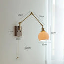 GobekUsa Copper Swing Arm Wall Lamp Sconce - LED Wall Light for Bedroom Living Room
