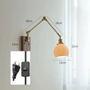 GobekUsa Copper Swing Arm Wall Lamp Sconce - LED Wall Light for Bedroom Living Room