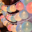 Pastel crackled spherical cotton garland led string lights bedroom by Decorbites