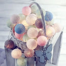 Pastel crackled spherical cotton garland led string lights bedroom by Decorbites