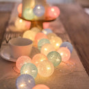 Pastel crackled spherical cotton garland led string lights bedroom by Decorbites