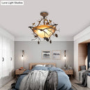 GobekUsa Country Bronze 3-Light Bowl Semi Flush Mount with Frosted Glass - Ideal for Bedroom Lighting