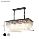GobekUsa Country Dining Room Island Lamp with Rectangular Crystal Shade - 8 Bulbs Hanging Light Kit
