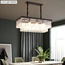 GobekUsa Country Dining Room Island Lamp with Rectangular Crystal Shade - 8 Bulbs Hanging Light Kit