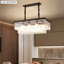 GobekUsa Country Dining Room Island Lamp with Rectangular Crystal Shade - 8 Bulbs Hanging Light Kit