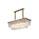 GobekUsa Country Dining Room Island Lamp with Rectangular Crystal Shade - 8 Bulbs Hanging Light Kit