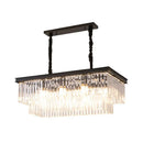 GobekUsa Country Dining Room Island Lamp with Rectangular Crystal Shade - 8 Bulbs Hanging Light Kit
