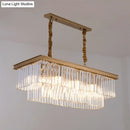 GobekUsa Country Dining Room Island Lamp with Rectangular Crystal Shade - 8 Bulbs Hanging Light Kit