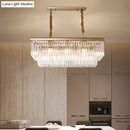 GobekUsa Country Dining Room Island Lamp with Rectangular Crystal Shade - 8 Bulbs Hanging Light Kit