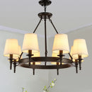 GobekUsa Country Fabric Chandelier: Wrought Iron Bedroom Kitchen Living Room Ceiling Light
