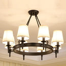 GobekUsa Country Fabric Chandelier: Wrought Iron Bedroom Kitchen Living Room Ceiling Light