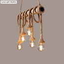 GobekUsa Country Hemp Rope Pendant Lighting with Bamboo Stick - 6 Bulbs, Brown Finish