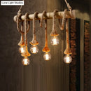 GobekUsa Country Hemp Rope Pendant Lighting with Bamboo Stick - 6 Bulbs, Brown Finish