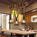 GobekUsa Country Style Bamboo Hanging Lamp - 3 Lights, Linear Design - Perfect for Restaurants, With Hemp Rope