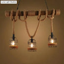 GobekUsa Country Style Bamboo Hanging Lamp - 3 Lights, Linear Design - Perfect for Restaurants, With Hemp Rope