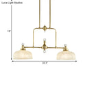 GobekUsa Country Style Gold Island Pendant with Clear Prismatic Glass and 2 Bulbs - Metal Hanging Light Kit