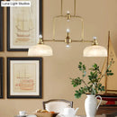 GobekUsa Country Style Gold Island Pendant with Clear Prismatic Glass and 2 Bulbs - Metal Hanging Light Kit