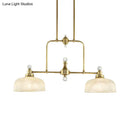GobekUsa Country Style Gold Island Pendant with Clear Prismatic Glass and 2 Bulbs - Metal Hanging Light Kit