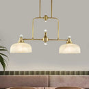 GobekUsa Country Style Gold Island Pendant with Clear Prismatic Glass and 2 Bulbs - Metal Hanging Light Kit