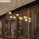 GobekUsa Country-style Mushroom Chandelier with 12 Wooden Bulbs for Indoor Pendant Lighting