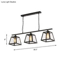 GobekUsa Countryside Clear Glass Island Pendant Light with Black Frame - 3 Bulbs