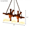 GobekUsa Countryside Island Pendant Light with Wooden Rudder Deco - White Glass & Brown Trapezoid Style, 3 Bulbs