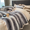 GobekUsa Cozy Faux Fur Bedding Set: Gradient Rabbit Fur Plush Cover Sheet Pillowcases