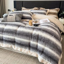 GobekUsa Cozy Faux Fur Bedding Set: Gradient Rabbit Fur Plush Cover Sheet Pillowcases