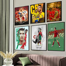Modern red & green cr7 self-adhesive art poster bedroom decor by Decorbites