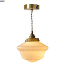 GobekUsa Cream Glass LED Pendant Brass Hanging Lamp for Kitchen Restaurant Living Room